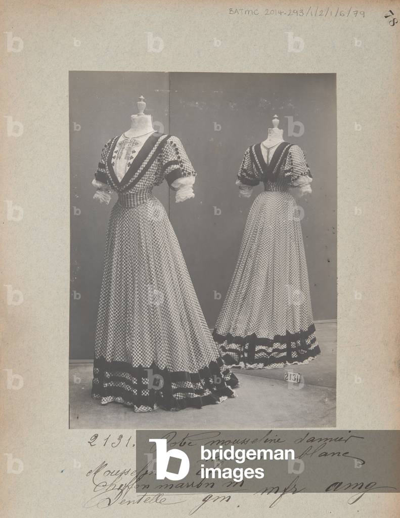 Album Page: House of Worth, Costume, 1906-07 (b/w photo)