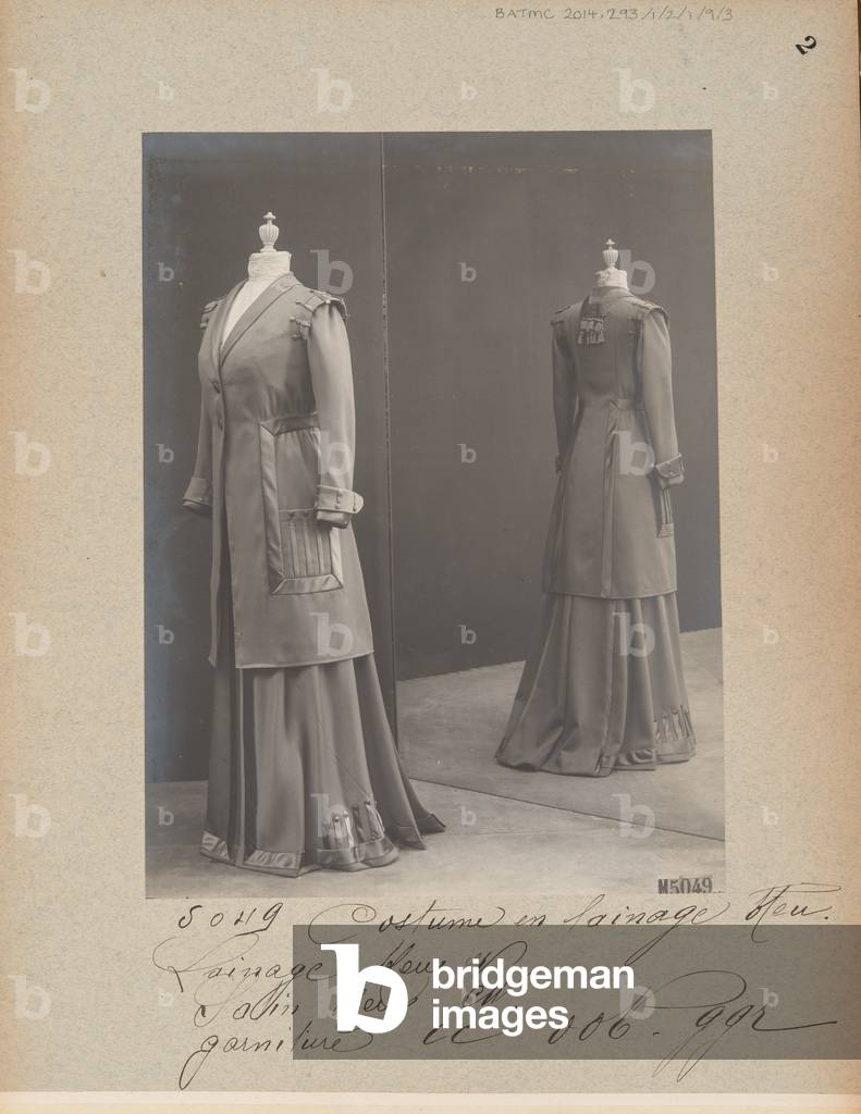 Album Page: House of Worth, Costume, 1909 (b/w photo)
