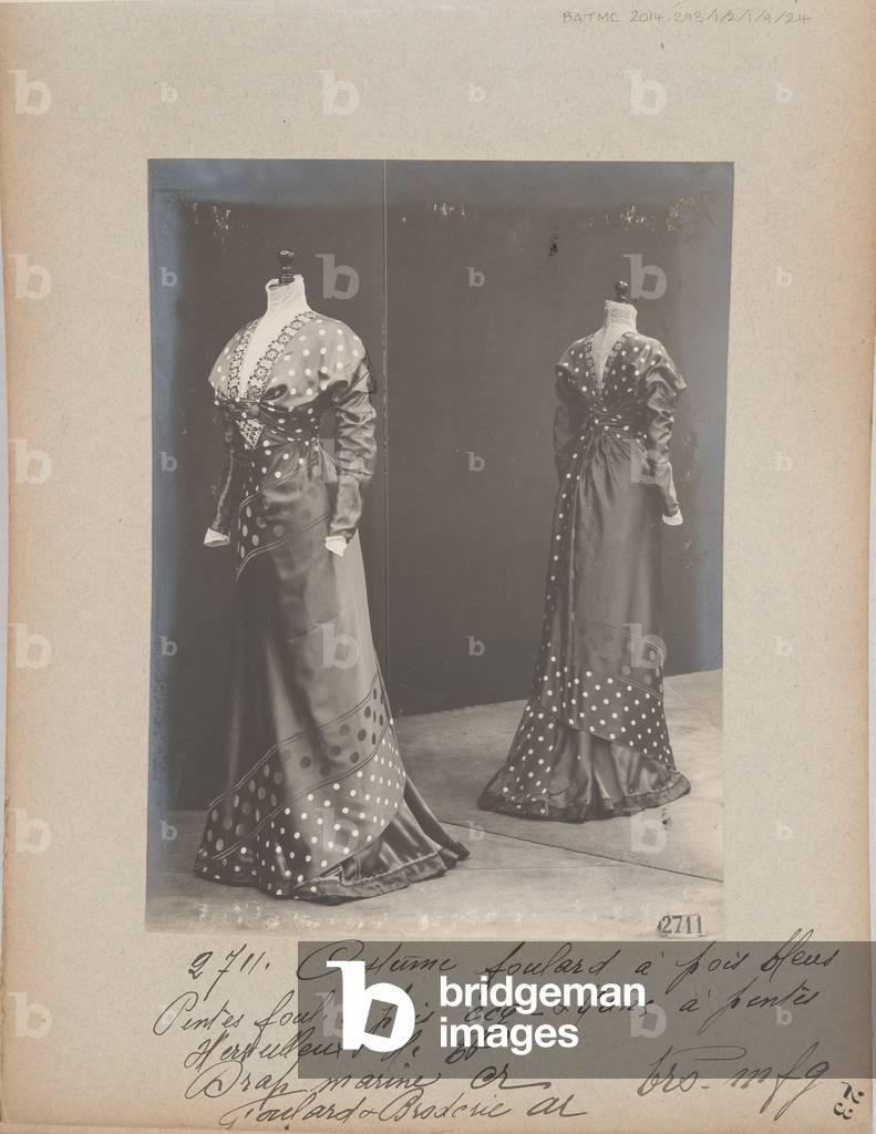 Album Page: House of Worth, Dress, 1909 (b/w photo)