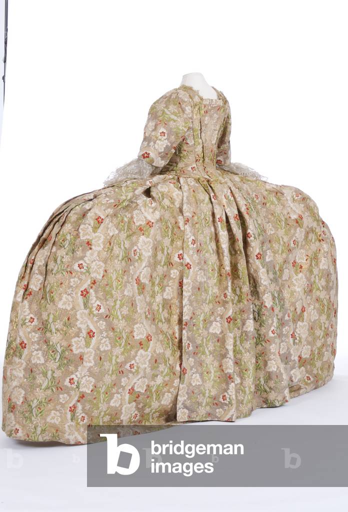 Back view of a court dress, 1760s (French silk & gold and coloured thread)