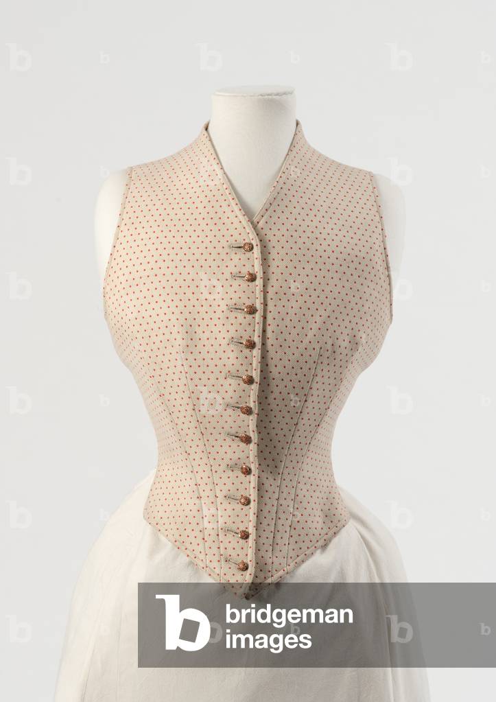 Cream and red spotted wool waistcoat by J & Co. Busvine, 1890s, worn by Queen Alexandra
