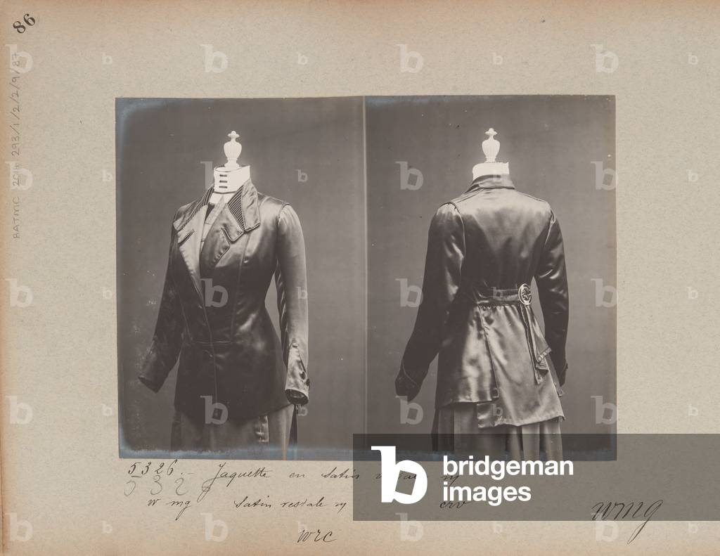 Album Page: House of Worth, Jacket, 1908-10 (b/w photo)
