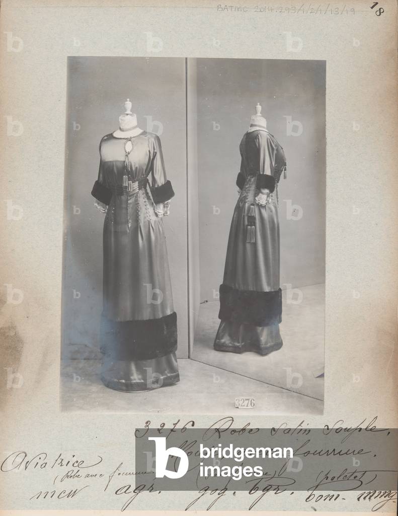 Album Page: House of Worth, Dress, 1910-11 (b/w photo)