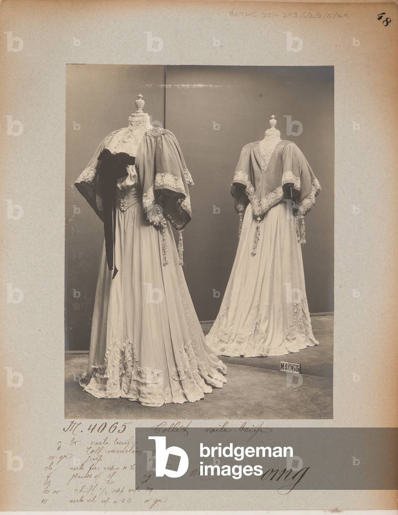 Album Page: House of Worth, Shoulder Cape, 1904-06 (b/w photo)