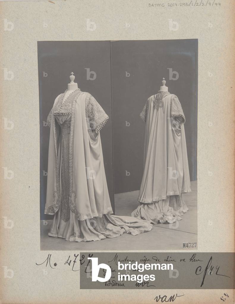 Album Page: House of Worth, Coat, 1906-08 (b/w photo)