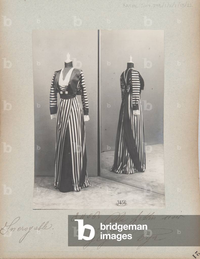 Album Page: House of Worth, Dress, 1910-11 (b/w photo)
