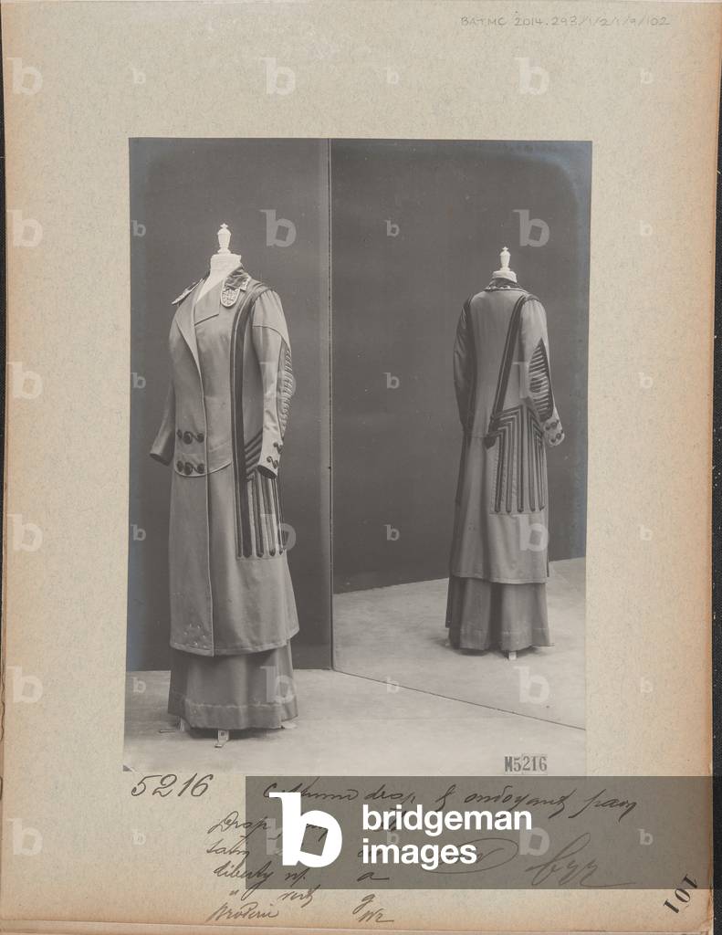 Album Page: House of Worth, Costume, 1909 (b/w photo)