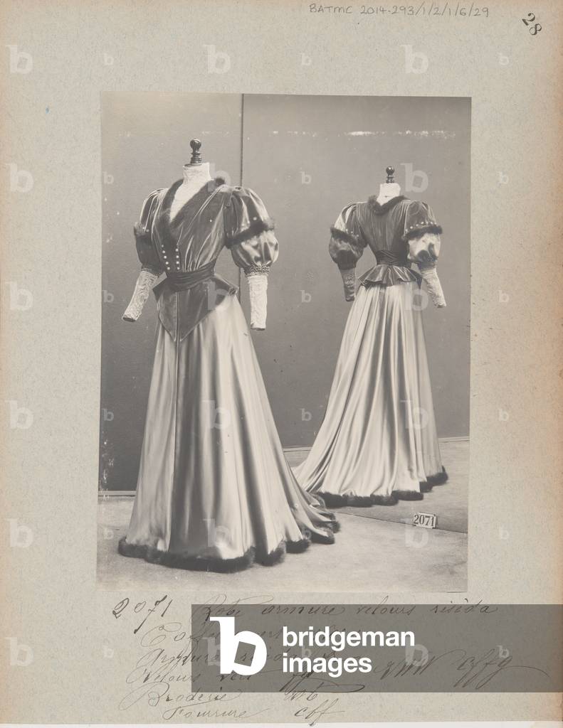 Album Page: House of Worth, Costume, 1906-07 (b/w photo)