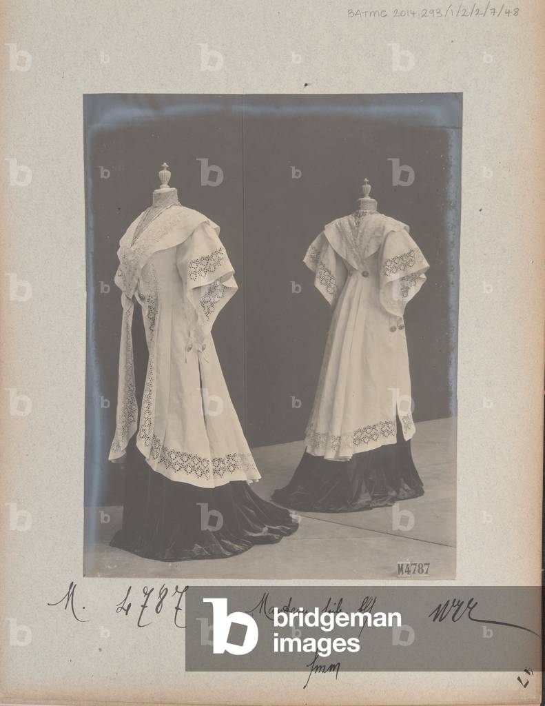 Album Page: House of Worth, Coat, 1906-08 (b/w photo)