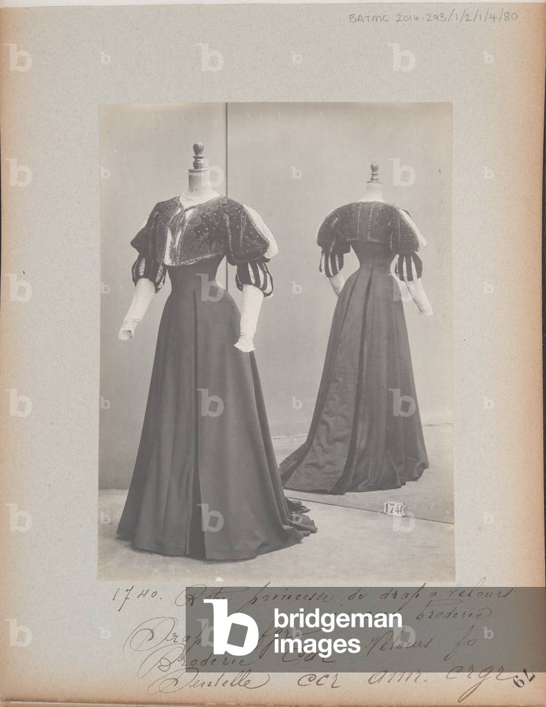 Album Page: House of Worth, Dress, 1905 (b/w photo)