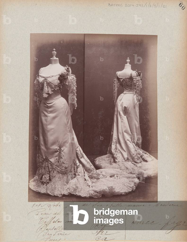 Album Page: House of Worth, Ball Gown, 1902-03 (b/w photo)