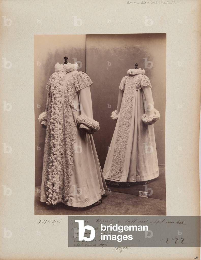 Album Page: House of Worth, Coat (Grand Manteau), 1902-03 (b/w photo)