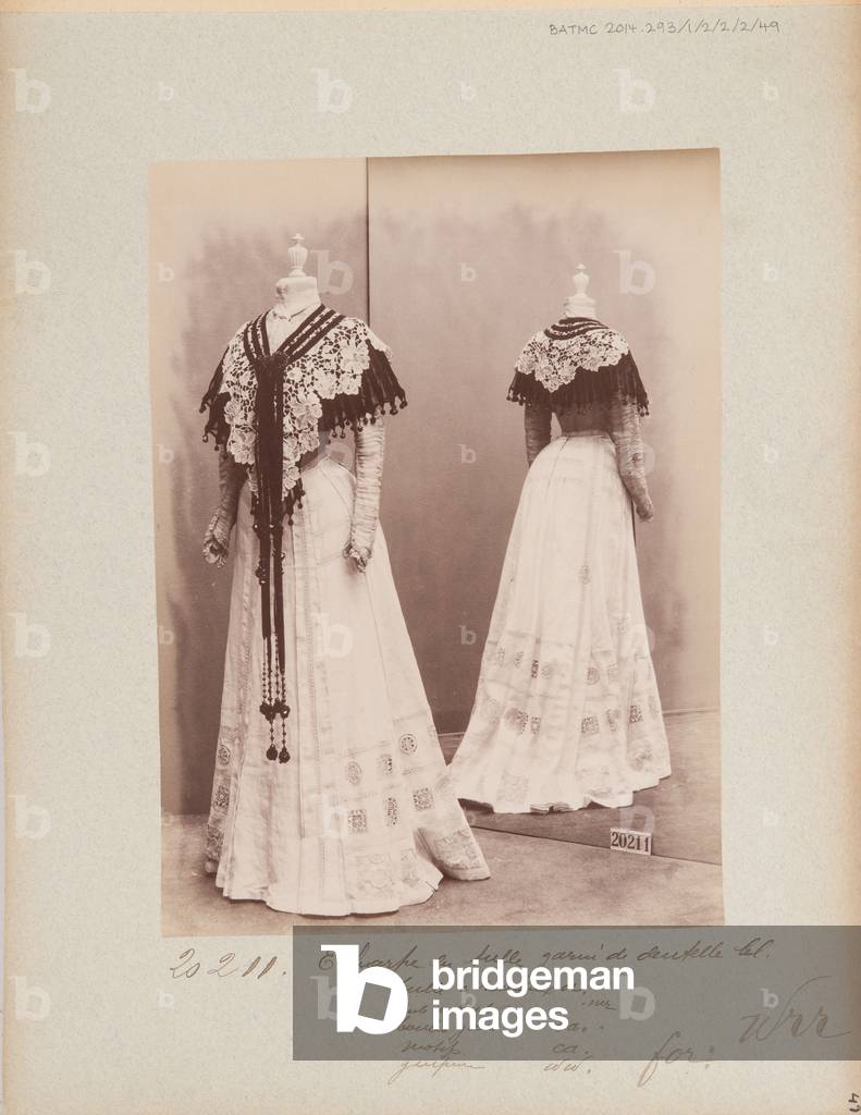 Album Page: House of Worth, Shoulder Cape, 1902-03 (b/w photo)