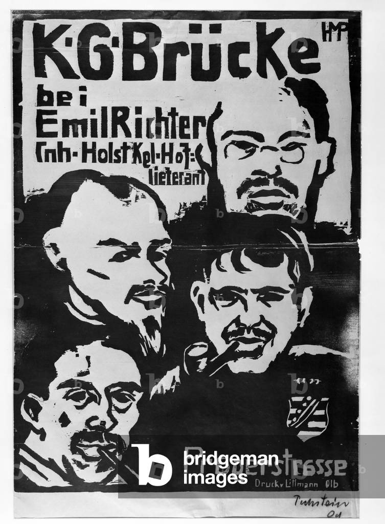 Poster for Brücke Exhibition at the Emil Richter Gallery, 1909 (woodcut)