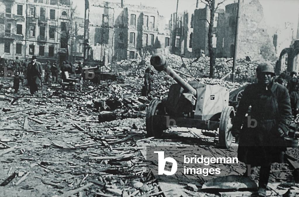 Ruins of Gdansk Old Town in 1945. Red Army approaching city. 