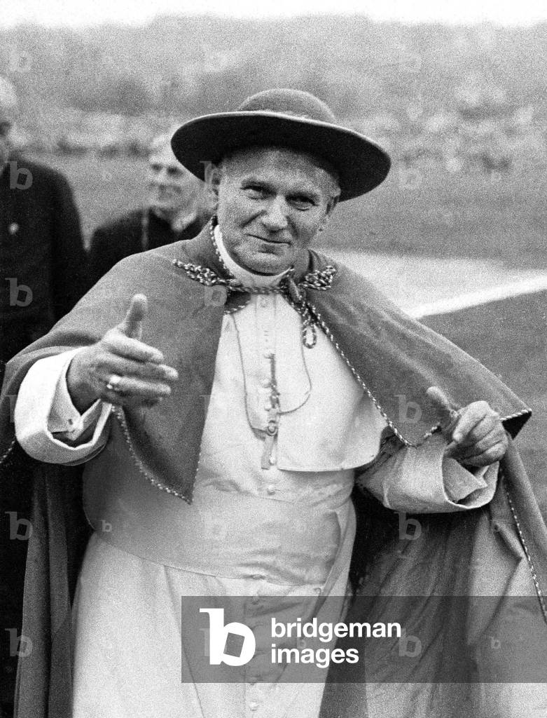 Cracow, Balice airport, 06.06.1979. Pope John Paul II's first Pilgrimage to Poland. Pope just after landing. 