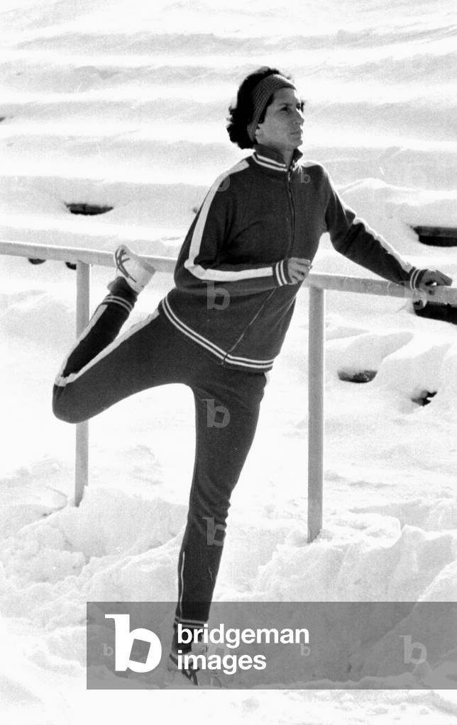 Zakopane, 1977. Irena training in the snow. Irena Szewinska (born 24.05.1946). Head of the Polish Federation of Athletics and member of the International Olympic committee. Former Polish-Jewish sprinter who was one of the world's leading athletes for almost 20 years, in multiple events. Winner of seven Olympic game medals, three of them gold. She broke six world records and is the only athlete (male or female) to have held a world record in the 100m, 200m and the 400m events. 