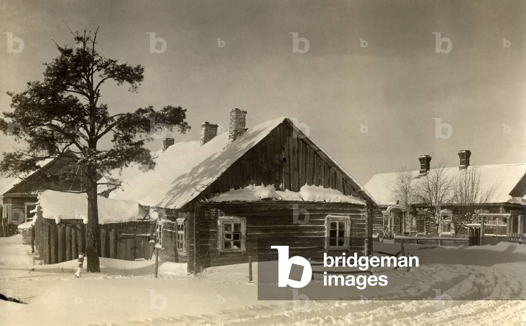 Baranowicze, Russian Empire (at the time), (present day Belarus), 1917. Partition of Poland. Houses taken by German soldiers for accommodation. 