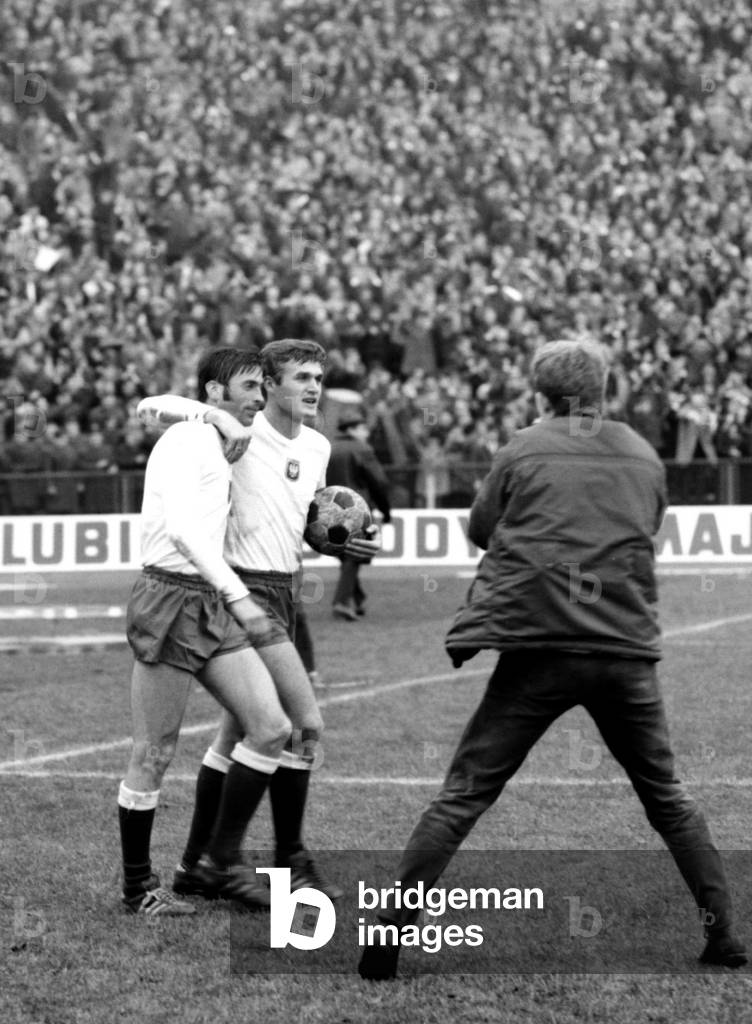 Warsaw, 1969. 10th anniversary stadium. Poland-Bulgaria match. Kazimierz Deyna (23.10.1947 - 01.09.1989). Polish footballer, and one of the best markers in international football. 
