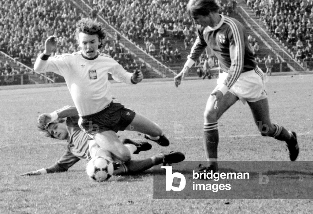 Warsaw, 1983. Poland-Finland match. Zbigniew 'Zibi' Kazimierz Boniek (born 03.03.1956). Former Polish footballer and coach. He received a Golden Foot career award in 2009. 