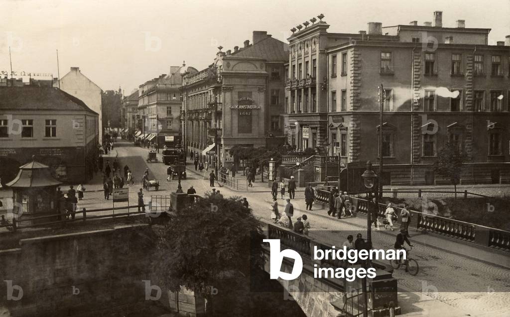 Kalisz, inter-war period Poland, 1930. View of the part of town. 