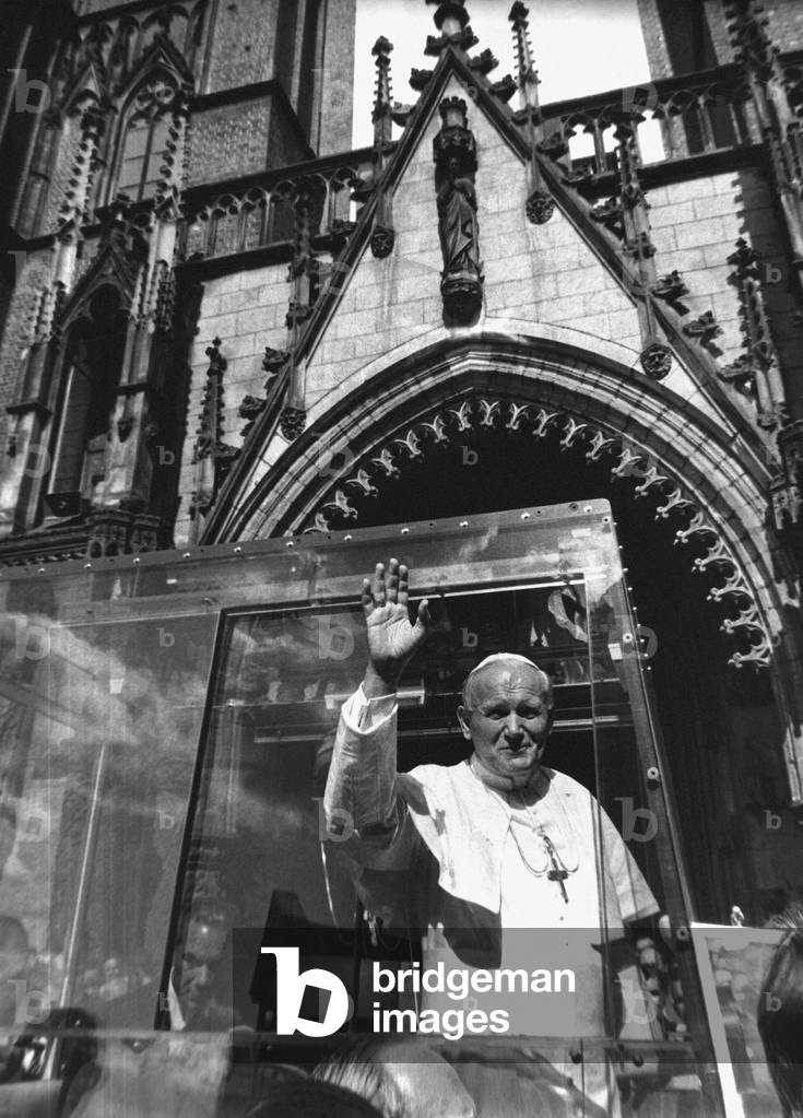 1983. Pope John Paul II's second pilgrimage infornt of Saint john the Baptist Church in Wroclaw. 