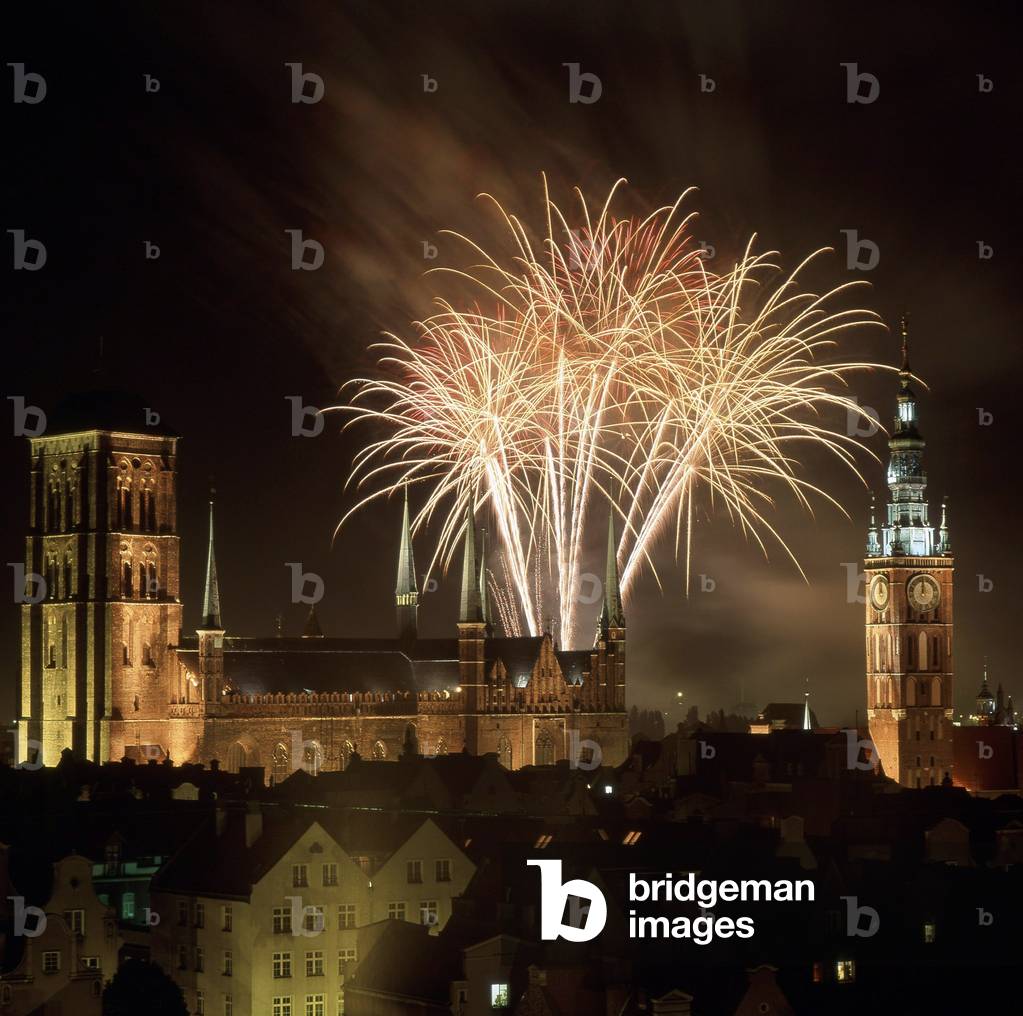 Gdansk, fireworks at night, 2002