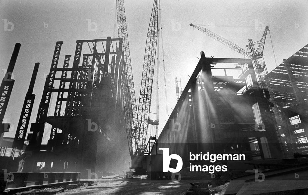 Dabrowa Gornicza, 02.1976. Construction of Huta Katowica. 