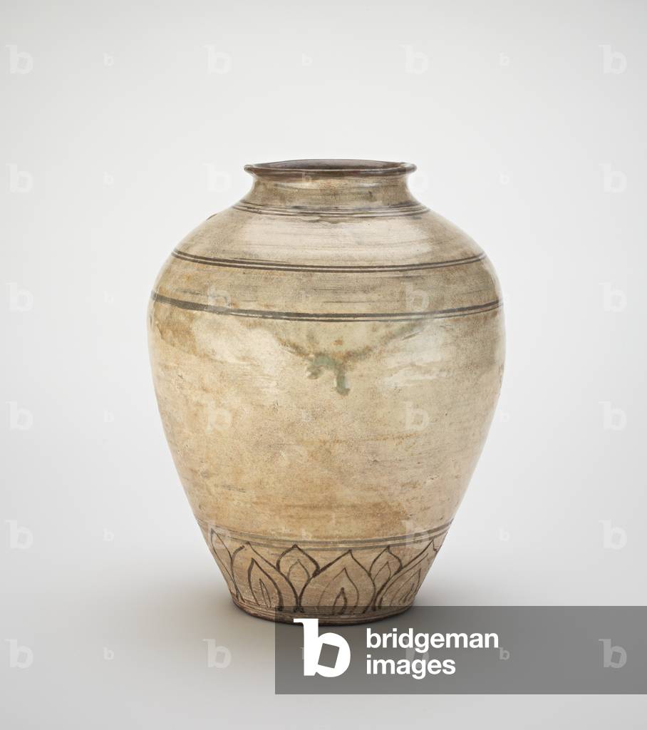 Jar, second half of 15th-first half of 16th century (stoneware with white slip and iron pigment under transparent glaze)