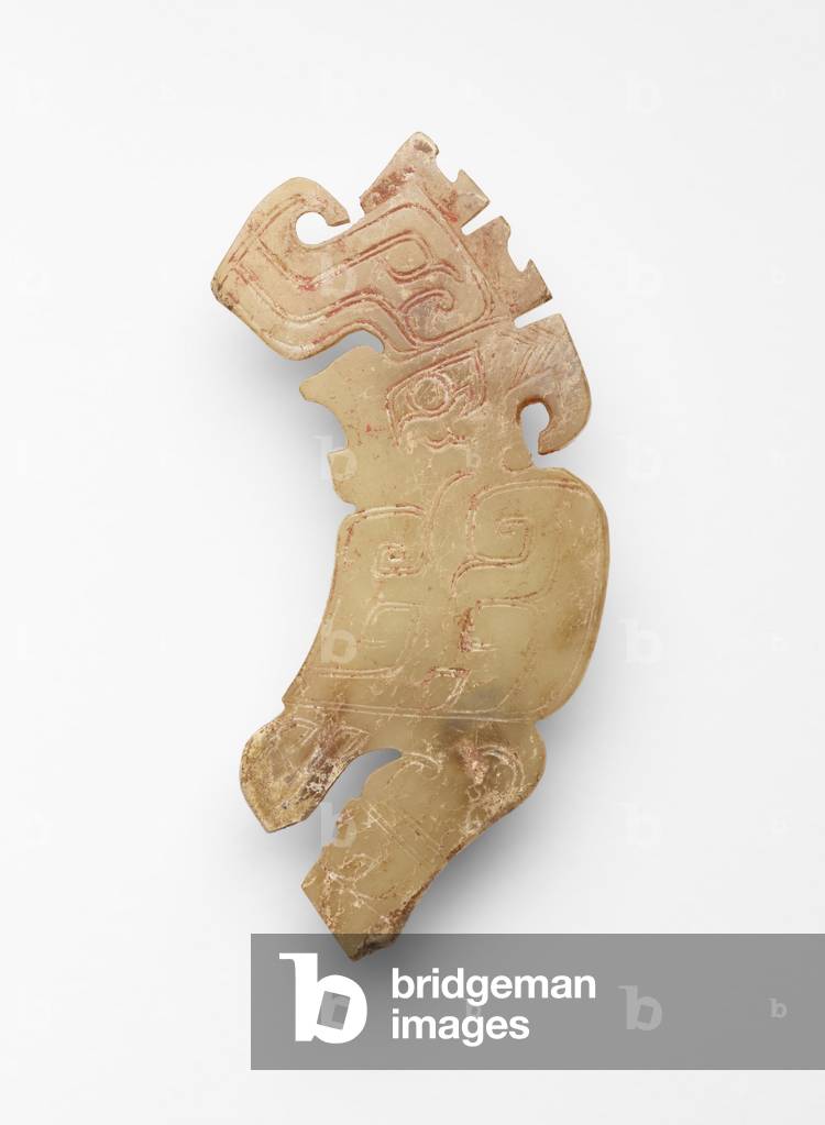 Finial in the form of a bird, c.1300-c.1050 BC (jade, nephrite)