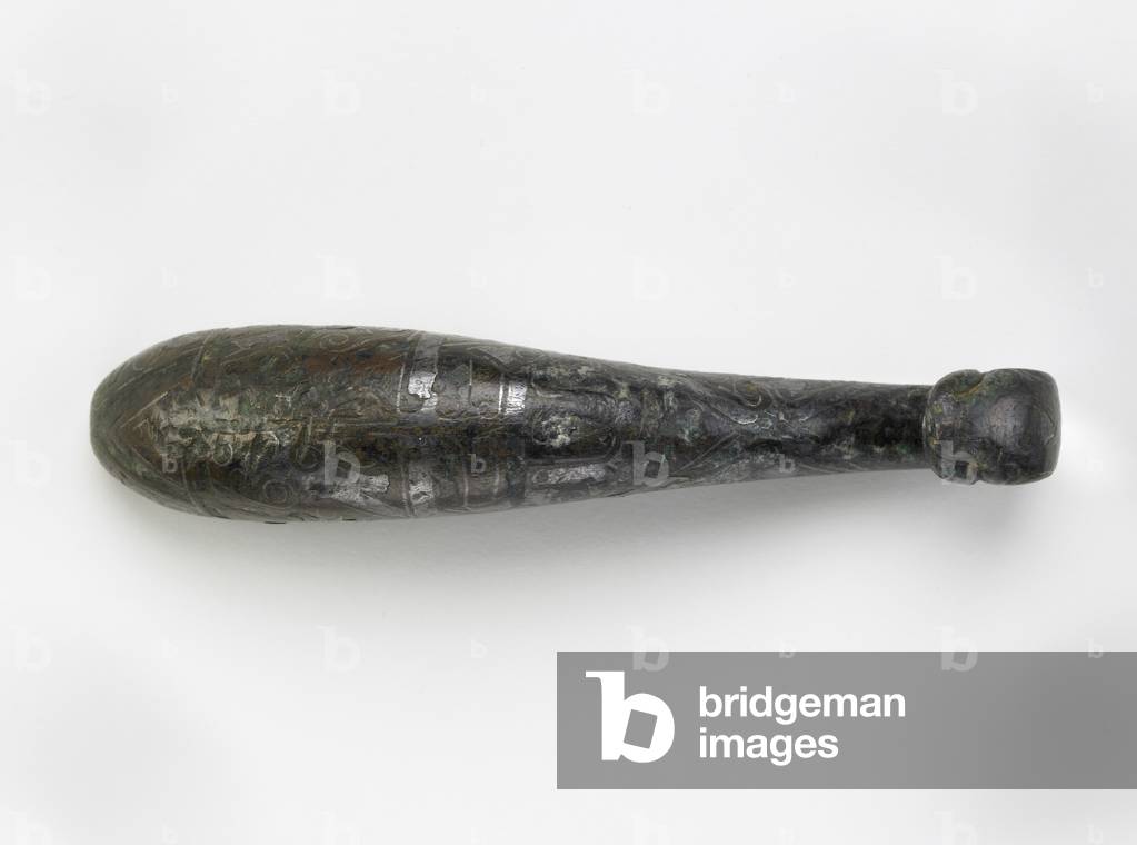 Garment hook, 400-200 BC (bronze and silver)