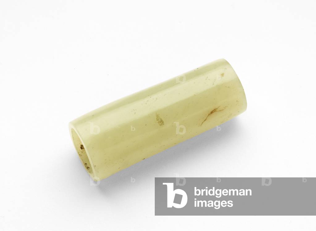 Cylindrical bead, c.3000-1700 BC (jade, nephrite)