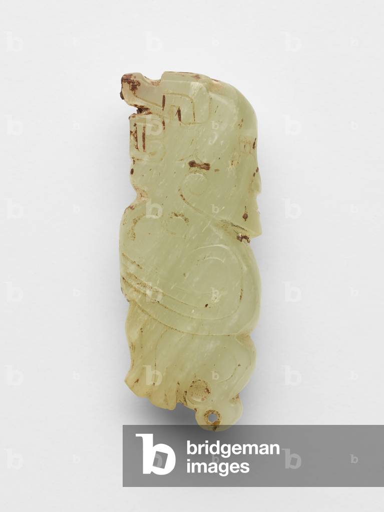 Fitting in the form of a supernatural creature, c.1050-771 BC (jade, nephrite with traces of cinnabar)