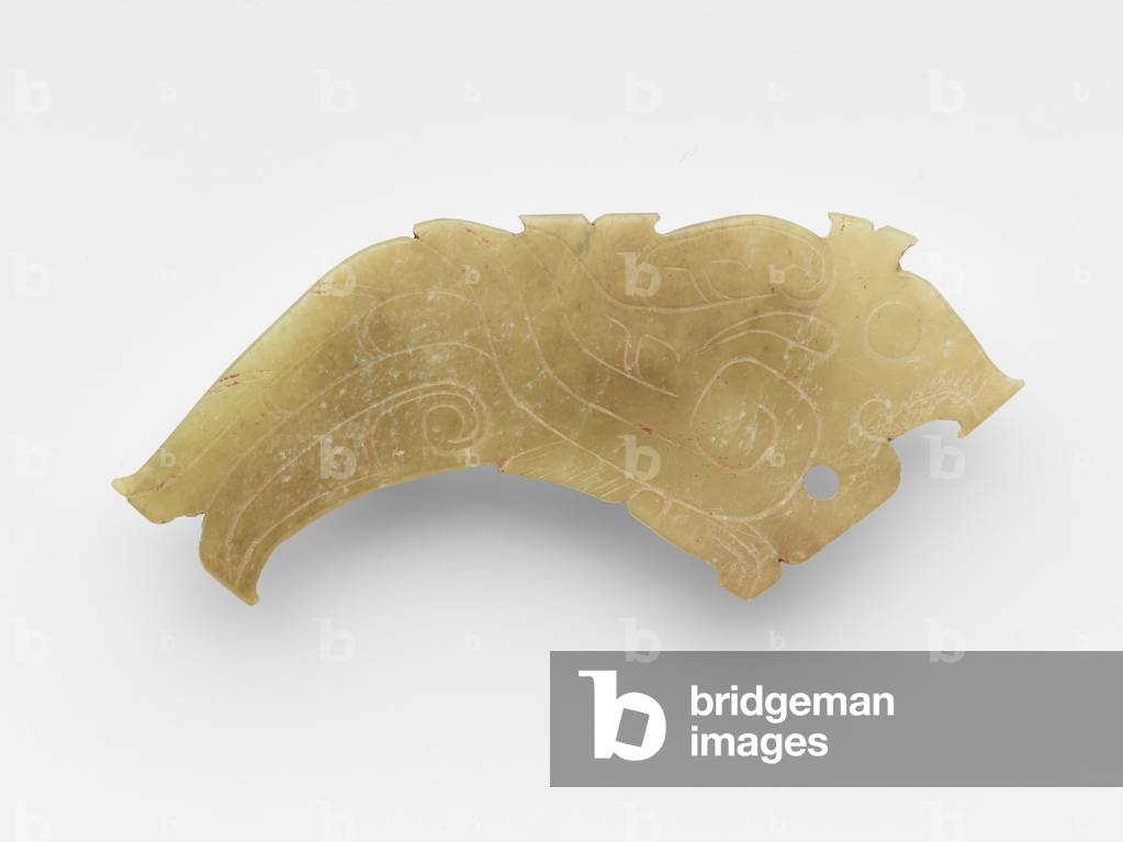 Pendant in the form of a bird, one of a pair, c.1050-c.950 BC (jade, nephrite)