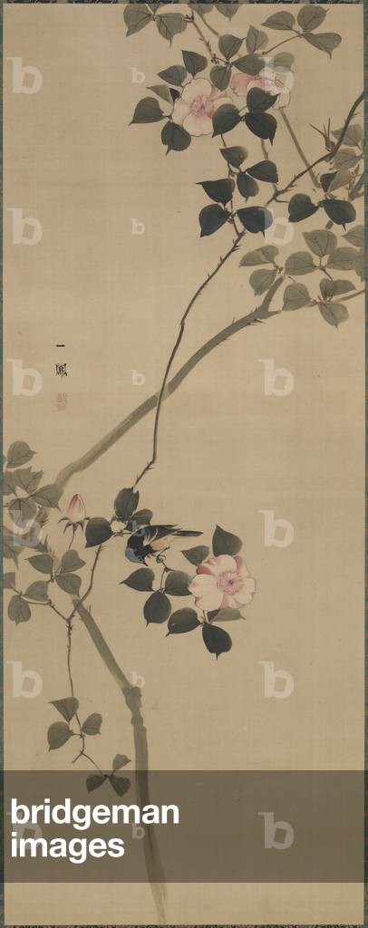 Wild rose and a bird, Edo period, 1615-1868 (colour on silk)