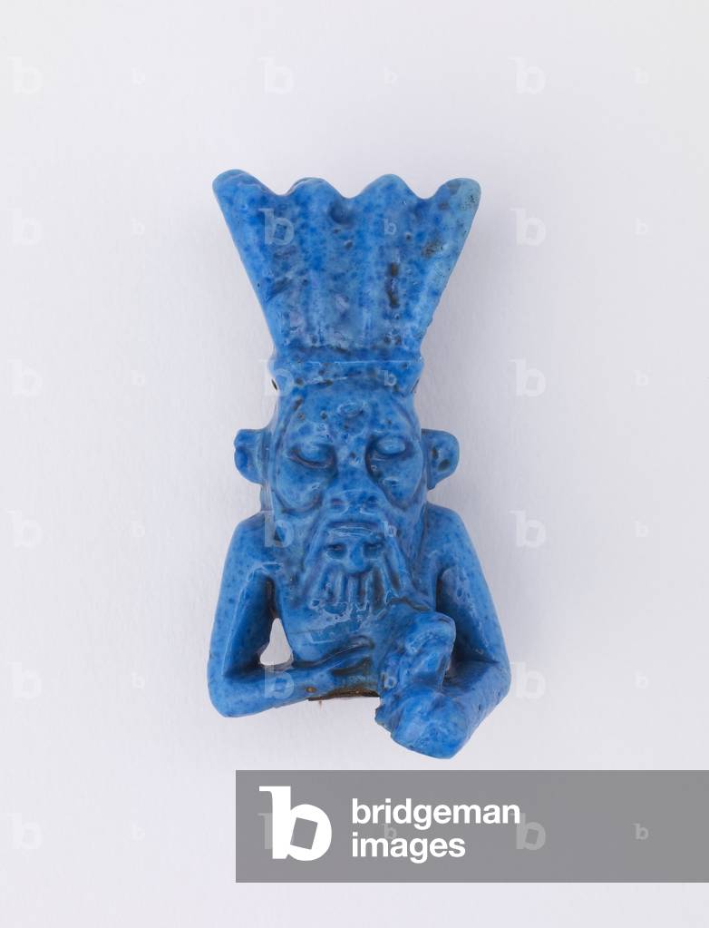 Bes, remounted as pin, c.1075-656 BC or later (glazed faience)