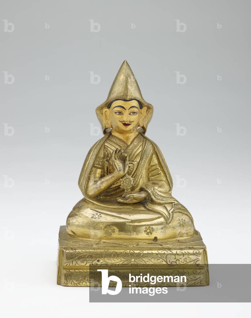 Unidentified teacher, from a partial set of lamas and teachers, mid 19th century (gilded copper alloy with pigments)