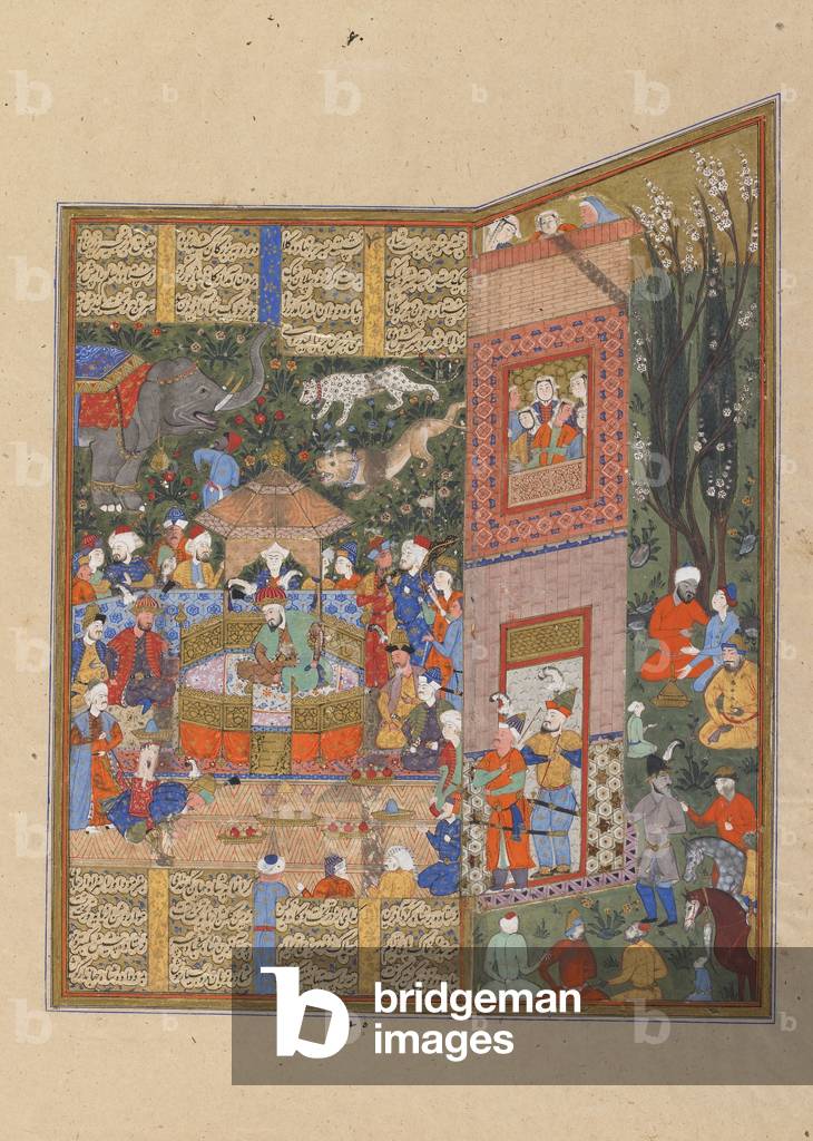 Folio da uno Shahnama (Libro dei Re) di Firdawsi (d.1020); verso: Gli inviati di Salm e Tur prima di Faridun, 