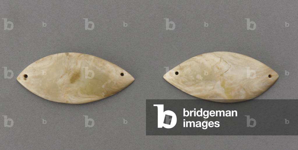 Pair of eye covers (yan gai) from a funerary mask, c.3rd-1st century BC (jade)