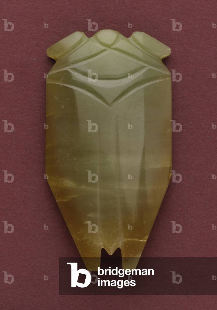 Tongue amulet in the form of a cicada (hanchan), 1st century BC-1st century CE (jade)