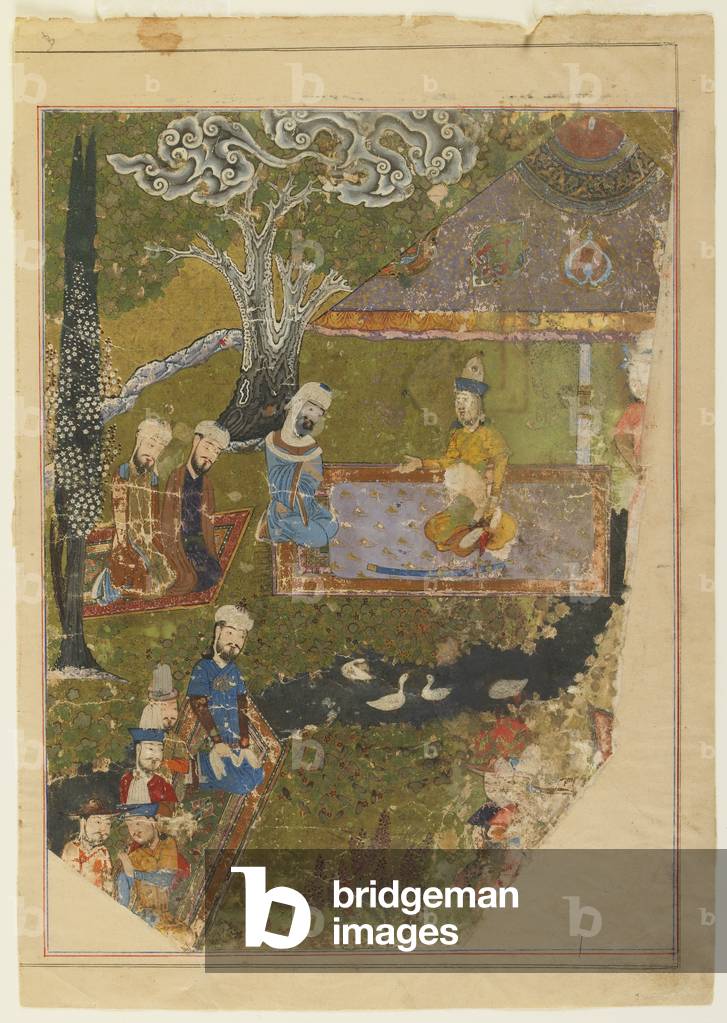 Timur grants an audience on the occasion of his accession to the throne at Balkh, 1436 (opaque watercolor, ink and gold on paper)
