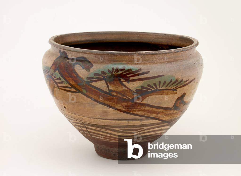 Vat (kame), 1800-1868 (stoneware with white slip and iron and copper pigments under clear glaze)