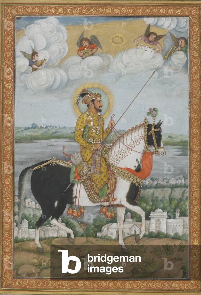 Equestre Ritratto dell Imperatore Shah Jahan dal Kevorkian Album (opaco acquerello e oro su carta)