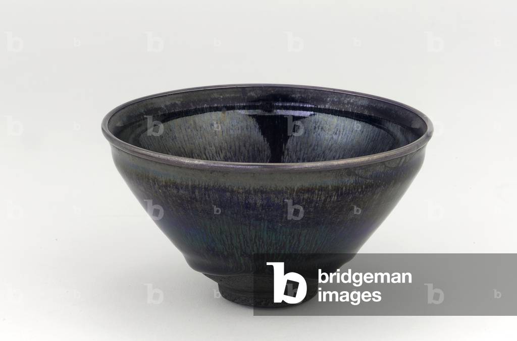 Jian ware tea bowl with silver band on rim, Tea bowl (tenmoku), 12th-13th century (stoneware with iron glaze, silver rim)