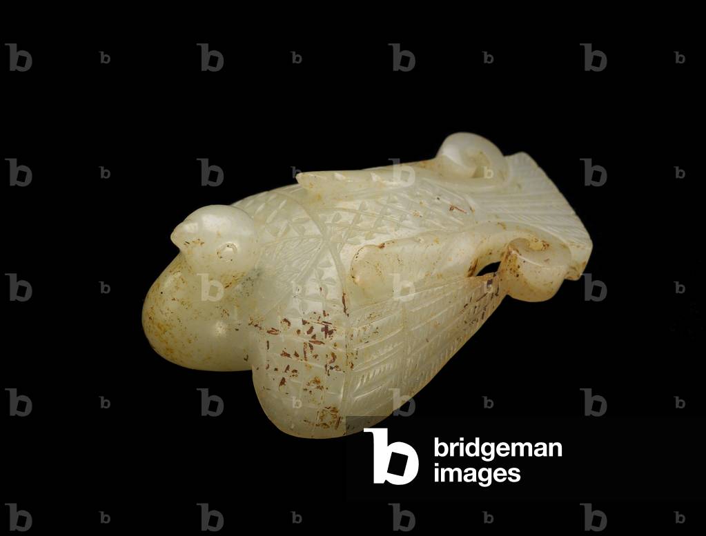 Ornament in the form of a bird, 600-700 (jade)