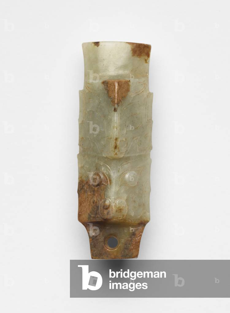 Pendant with two masks, 20th century (jade, nephrite)