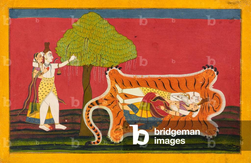 Shiva and Parvati, folio from a Rasamanjari, c.1710 (opaque watercolor and gold on paper)