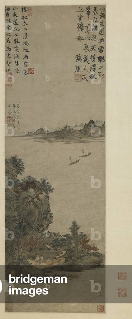 Spring Landscape, Yuan to Ming dynasty, 1343, or later (ink and colour on paper)
