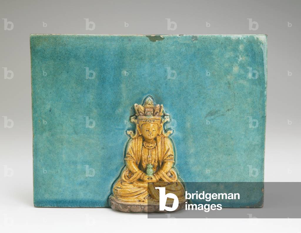 Tile with figure of the Buddha Amitabha (ceramic)