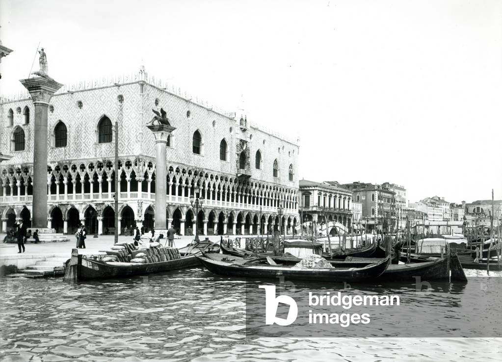 View of Palazzo Ducale and the Riva degli Schiavoni (b/w photo)